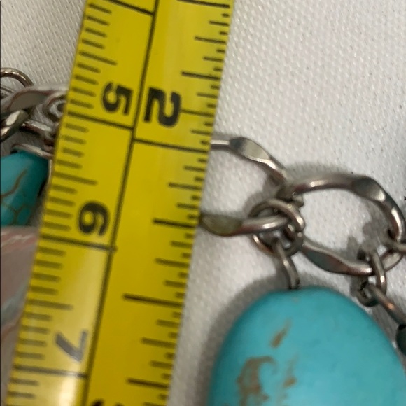 Turquoise and clear acrylic statement necklace - Picture 6 of 7